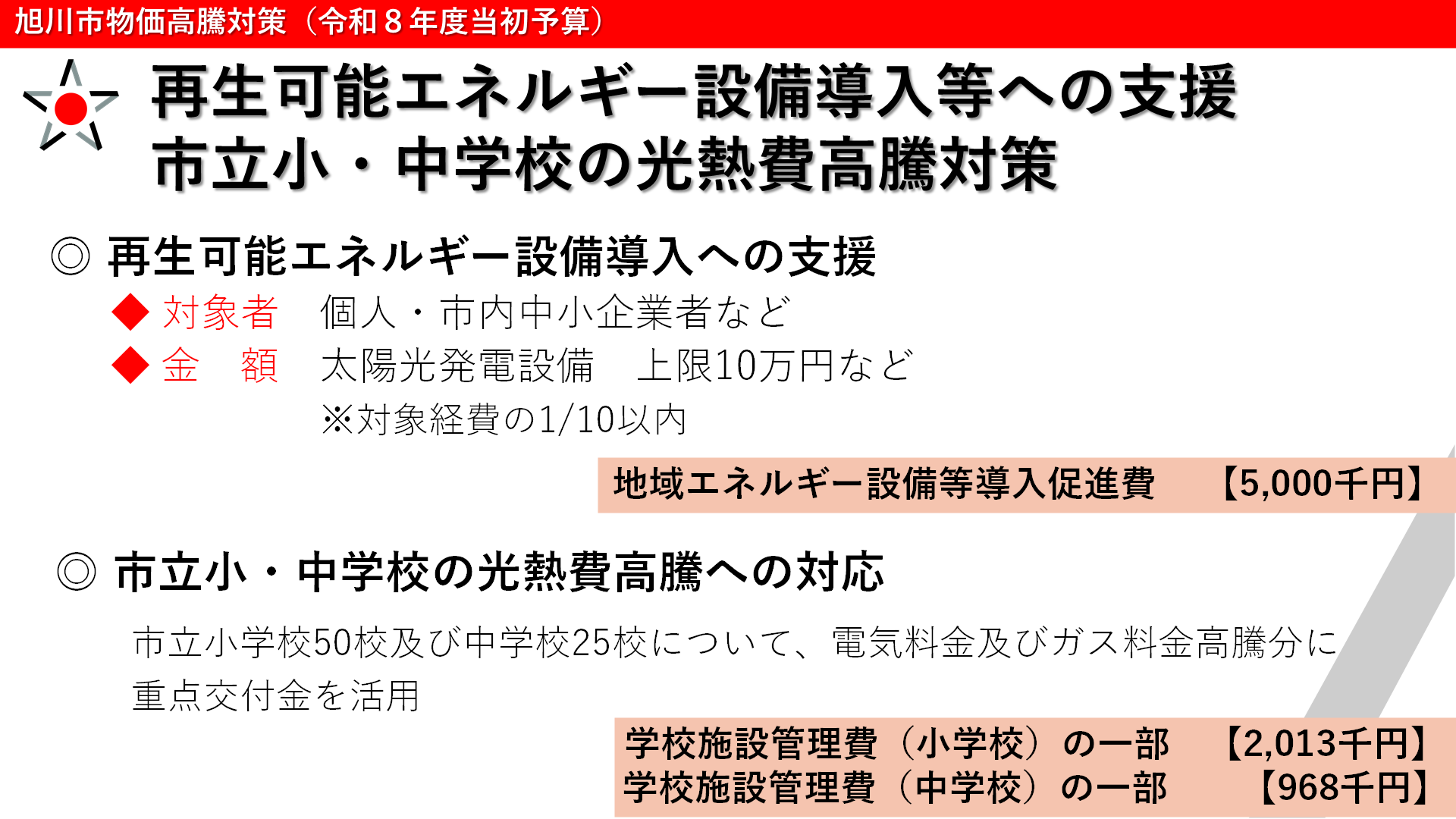 再生可能エネルギー設備導入等への支援 市立小・中学校の光熱費高騰対策