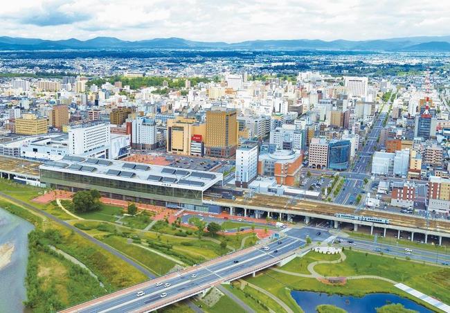 空から見た中心市街地の写真