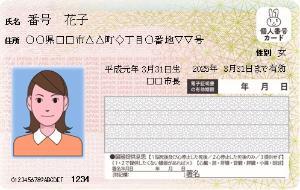 マイナンバーカード（個人番号カード）見本おもて面