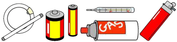 蛍光管、ガス缶、ライターなど