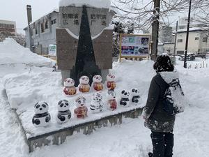 緑道雪だるま設置