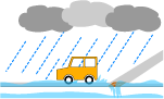 雨と自動車のイラスト